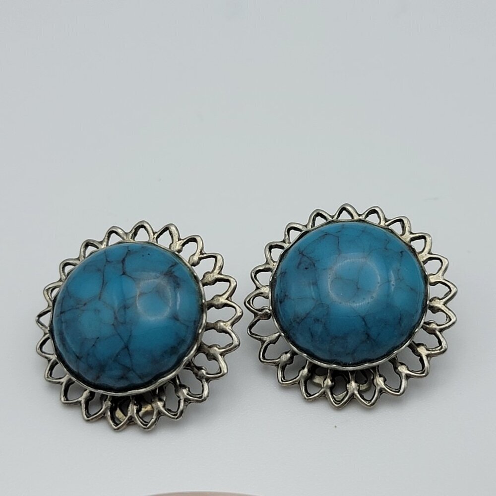 Vintage Clip On/Screw Back Earrings Lot Enamel Crystal Silver Gold Tone 8-Pair - Picture 3 of 10